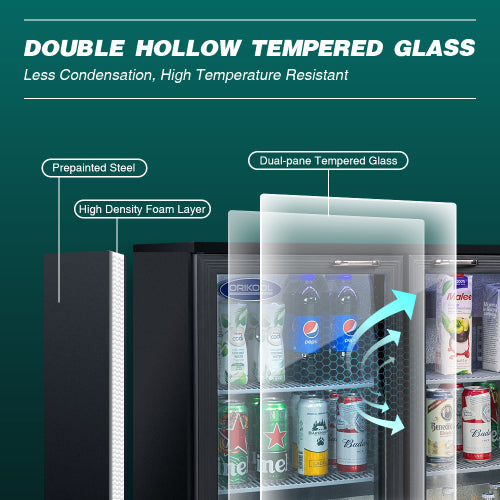 Beverage Refrigerators Cooler 53 inch 3 Glass Door Back Bar, 480 Cans Commercial Display Bar Fridge for Beer Wine and Drink 11.3 Cu.Ft