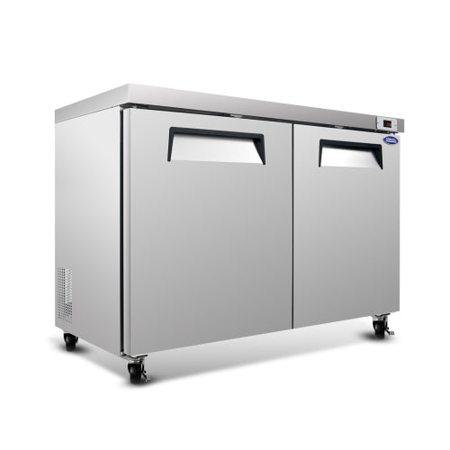 60 IN Commercial Refrigerators, Undercounter Refrigerators 18.5 Cu.Ft with Smooth Casters, 2 Doors, ETL Listed for Restaurants, Cafes, Bars And Pizzerias