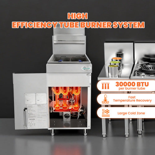 90,000 BTU 3 Burner Commercial Gas Fryer 35-40 lb LP