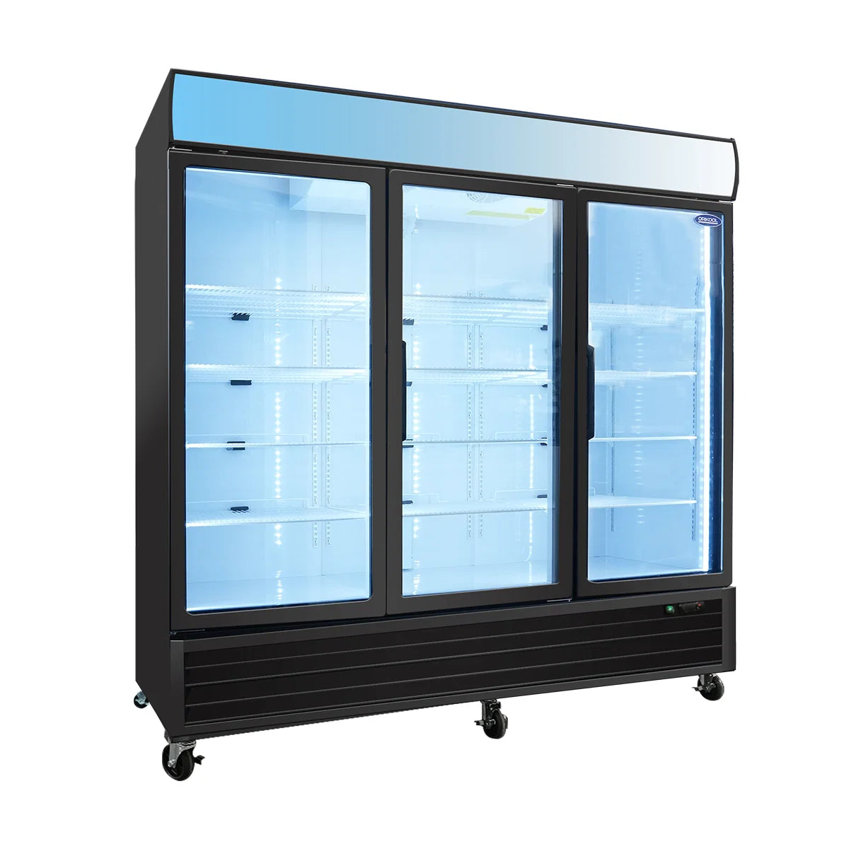 ORIKOOL 81" Commercial Display Merchandiser Freezer, 3 Swing Glass Doors, 70 cu.ft. with LED Lighting and Top Panel