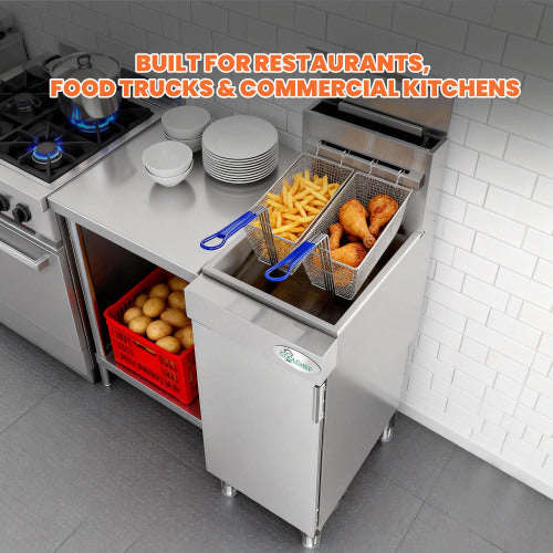 CC 120,000 BTU 4 Burner Commercial Gas Fryer 40-50 lb Natural Gas