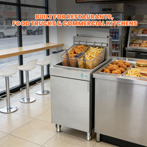 CC 120,000 BTU 4 Burner Commercial Gas Fryer 40-50 lb Natural Gas