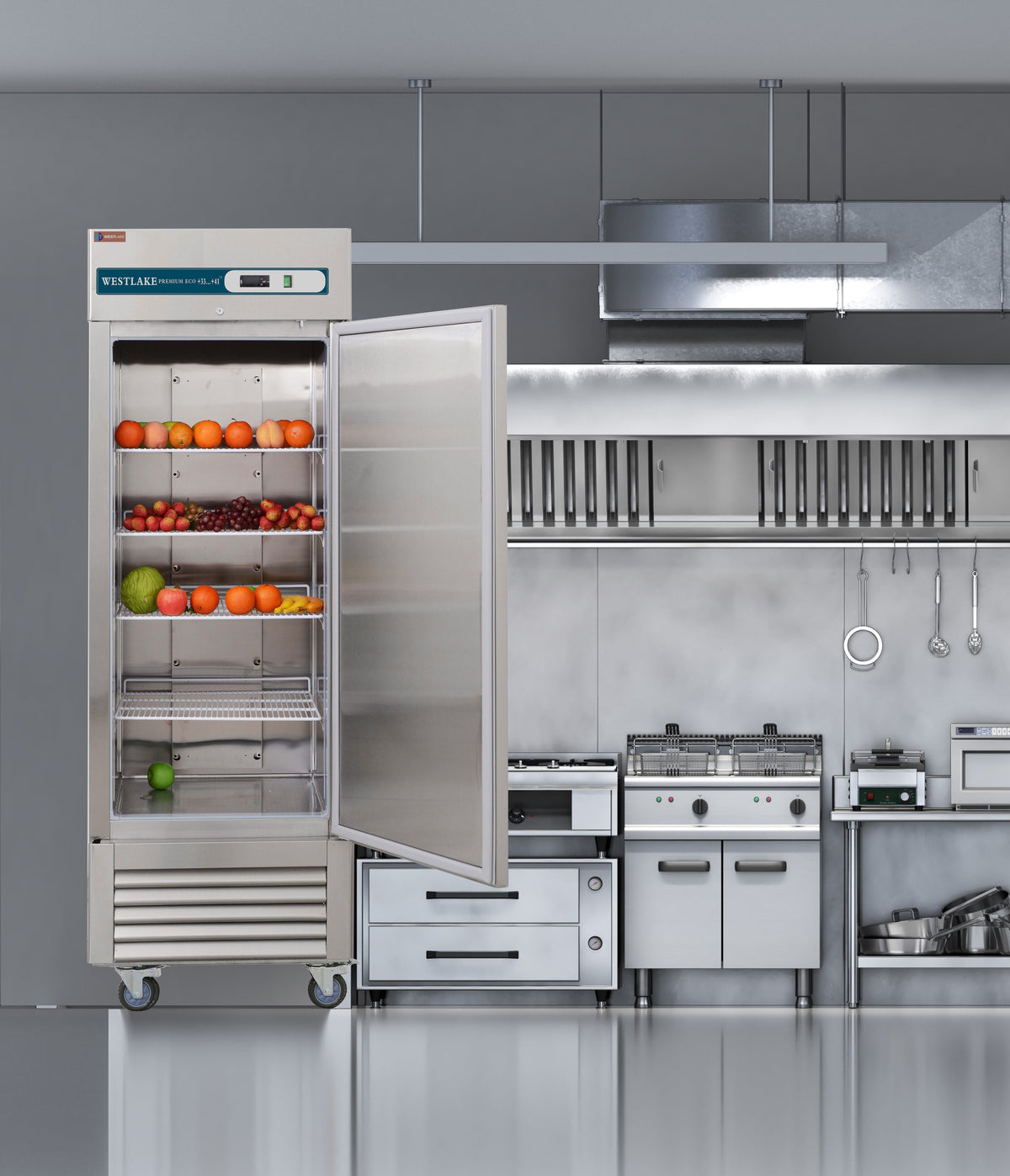 WESTLAKE Commercial Refrigerator 27" 1-Door 23 Cu.ft Stainless Steel | R290 NSF Energy Star Reach-In for Restaurant