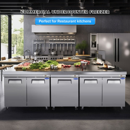 60" Commercial Under Counter Freezer 2 Door 18.5 Cu.ft Undercounter Work Top Freezers ETL Approved