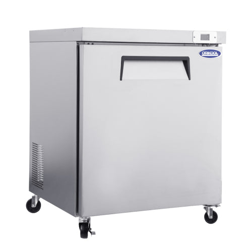 29 IN Commercial Refrigerators, Undercounter Refrigerators 8 Cu.Ft with Smooth Casters, 1 Door, ETL Listed for Restaurants, Cafes, Bars And Pizzerias