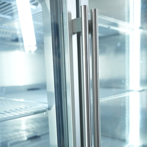 54" Commercial Display Refrigerator Swing Glass Door 49 Cu.ft Stainless Steel Reach-in Merchandiser Refrigerators with LED Lighting