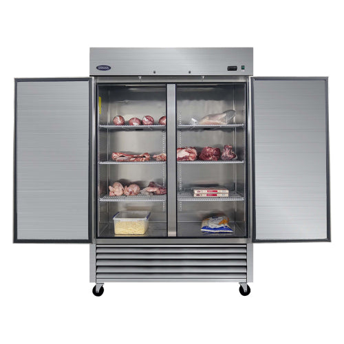 ORIKOOL 54" Commercial Freezer 49 Cu.ft with 2 Solid Door Reach-In Freezers Stainless Steel ETL Approved Upright Freeze Storage