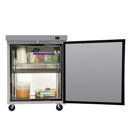 29 IN Commercial Refrigerators, Undercounter Refrigerators 8 Cu.Ft with Smooth Casters, 1 Door, ETL Listed for Restaurants, Cafes, Bars And Pizzerias