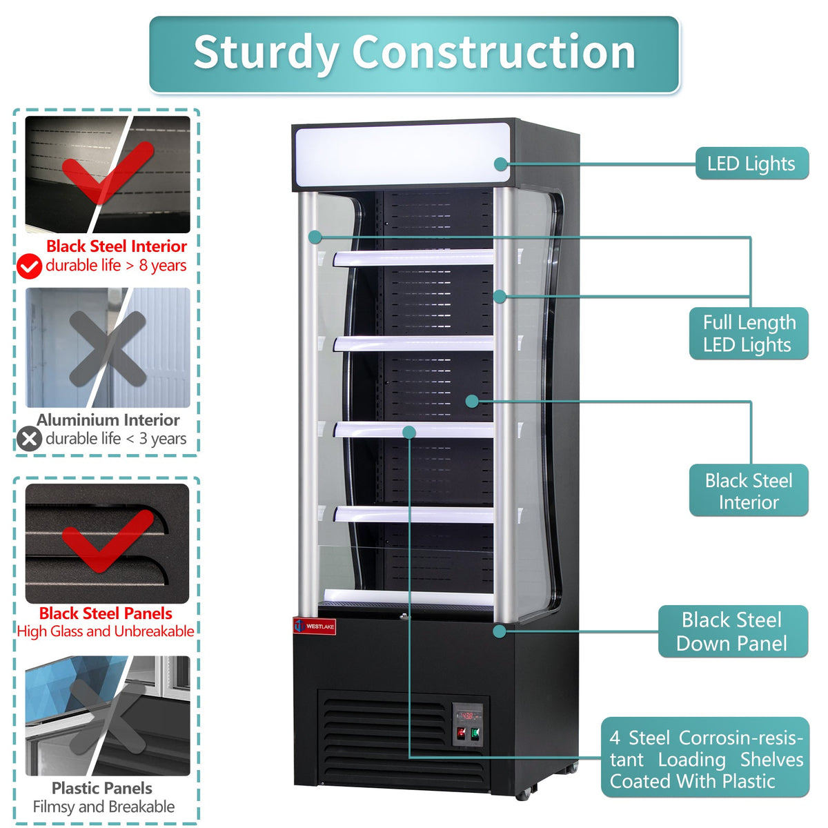 Open Air Merchandiser, WESTLAKE 28" Black Refrigerated Air Curtain Merchandiser