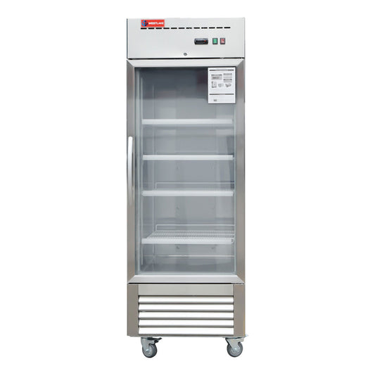 WESTLAKE Commercial Refrigerator Merchandiser 27" 1-Glass Door 23 Cu.ft Stainless Steel | Embraco ETL Display Cooler Reach-In for Restaurant