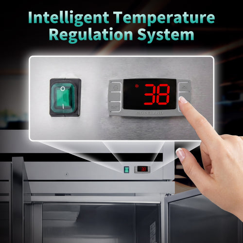 CC 72" Cu Ft Commercial Reach-In Refrigerator, 3 Solid Door Stainless Steel Upright Cooler, 33–40°F Digital Thermostat, 9 Shelves, R290, 110V