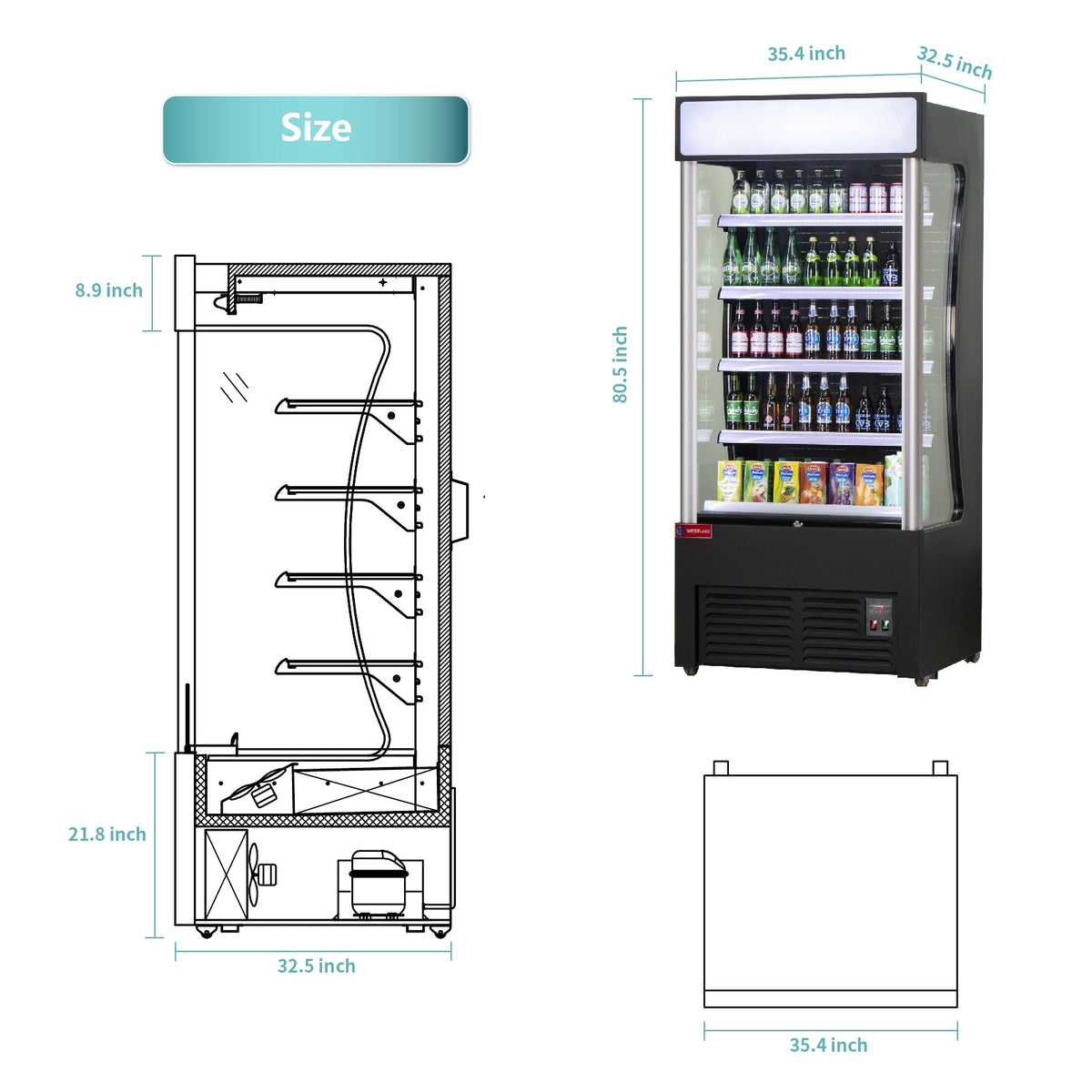Open Air Merchandiser, WESTLAKE 36" Black Refrigerated Air Curtain Merchandiser