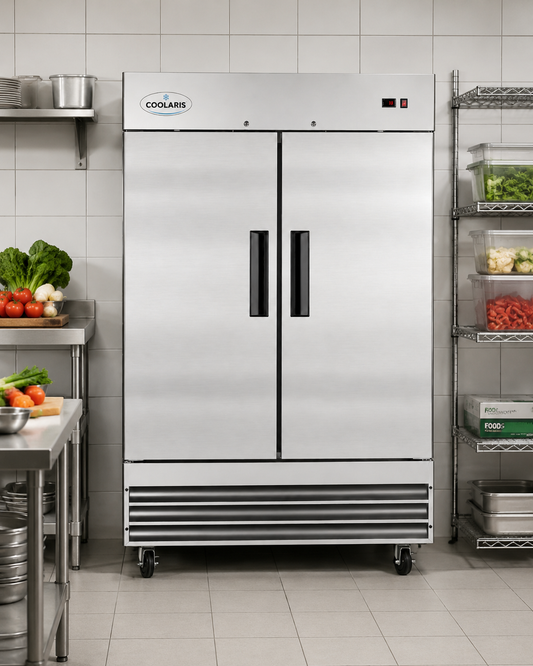 54" Commercial Refrigerator 49 Cu.ft with 2 Solid Door Reach-In Refrigerators Stainless Steel ETL Approved Upright Fridge Storage