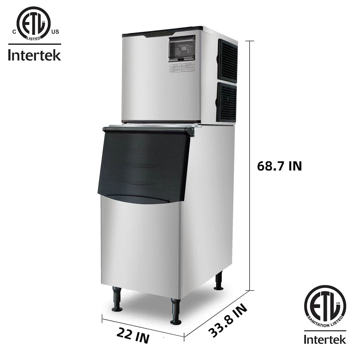 WESTLAKE Commercial Ice Machine 350 lb. Air Cooled Cube Ice Maker with 308 lb. Bin | SK-329 ETL Certified for Restaurant