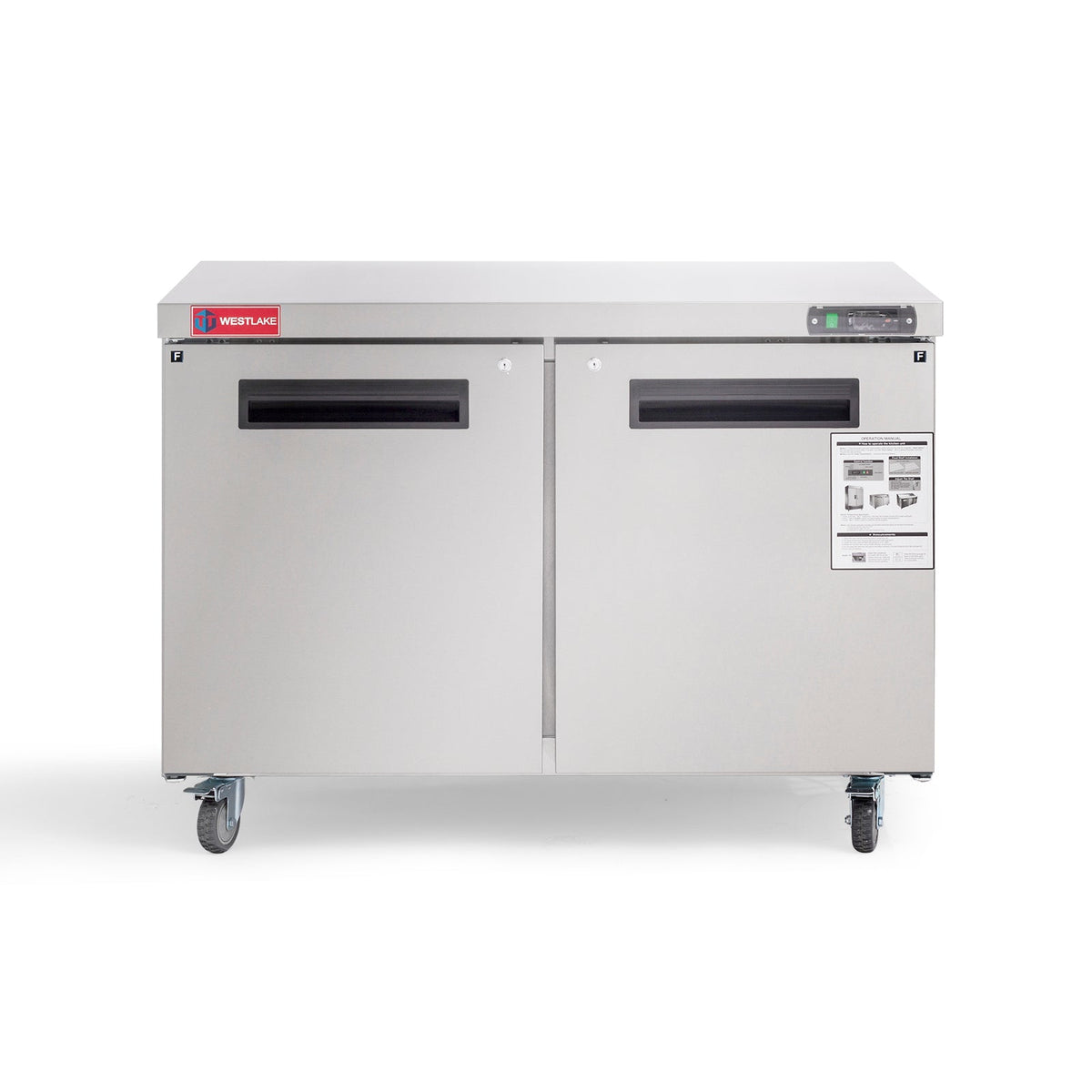 Commercial Undercounter Freezer, WESTLAKE 48" Double Door Stainless Steel Lowboy Worktop Freezer 12 Cu.ft