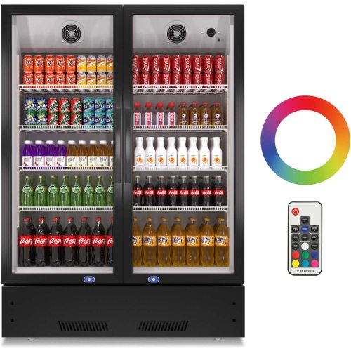 Commercial Display Refrigerator, Upright Swing Glass Door Merchandiser Fridge with LED Lightning, Reach-in Beverage Cooler for Shop Restaurant, ETL Approved, 17.1 Cu. Ft, Black
