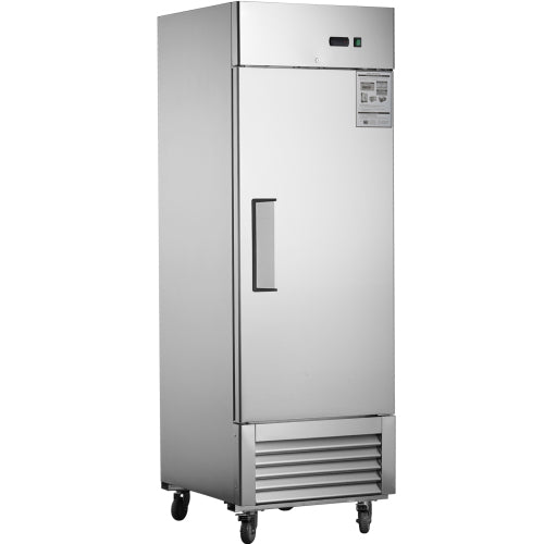 27"W Commercial Refrigerator 1 Solid Door Stainless Steel Interior and Exterior Construction Reach-in Refrigerator 18.68 Cu.ft. Upright Fan Cooling Refrigerator for Restaurants&Commercial Environments