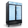 Glass Door Merchandiser Freezer 44.7 Cu.ft Swing Door Commercial Reach-In Display Freezers with LED Top Panel Upright Freeze Storage