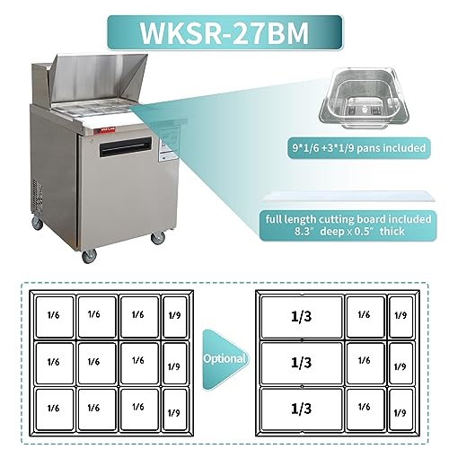 Stainless Steel 27 in. Mega Top Food Prep Table Refrigerator