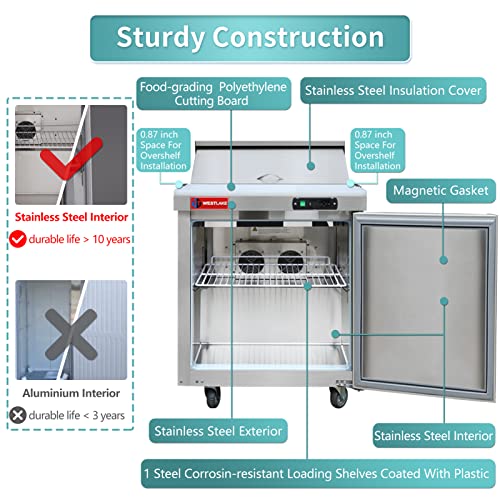 Stainless Steel 27 in. Mega Top Food Prep Table Refrigerator