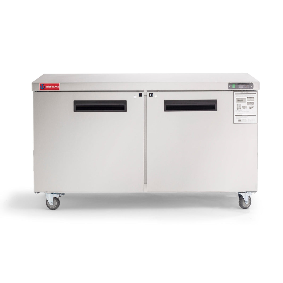Commercial Undercounter Freezer, WESTLAKE 60" Double Door Stainless Steel Lowboy Worktop Freezer 14.8 Cu.ft