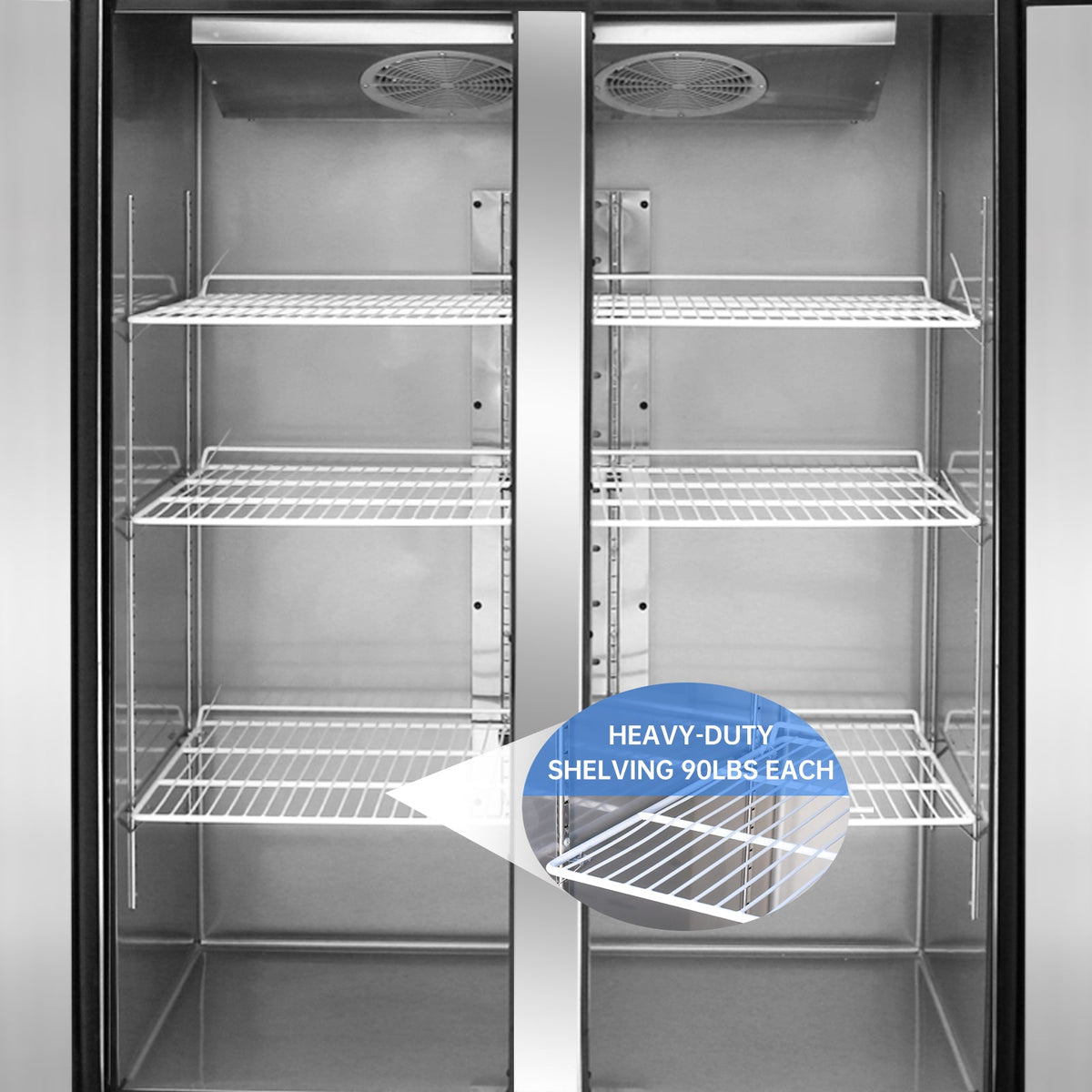 WESTLAKE Commercial Refrigerator 48" 2-Door 36 Cu.ft Stainless Steel | Cubigel ETL Dual-Brake Reach-In for Restaurant
