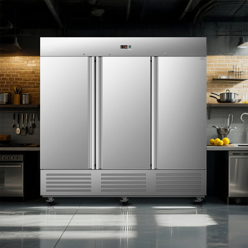 81" Commercial Freezer 72 Cu.ft with 2 Solid Door Reach-In Freezers Stainless Steel ETL Approved Upright Freeze Storage