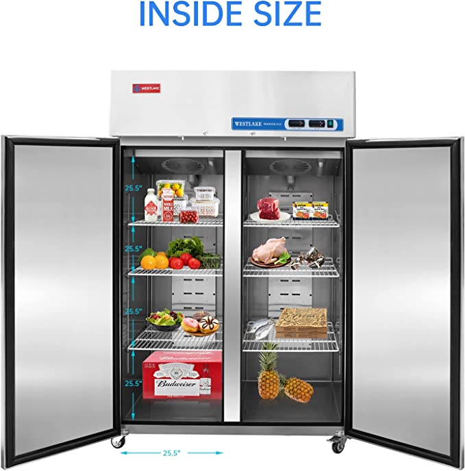 WESTLAKE Commercial Refrigerator Freezer Combo 48" 36 Cu.ft Stainless Steel | Dual Cubigel Compressor Reach-In for Restaurant