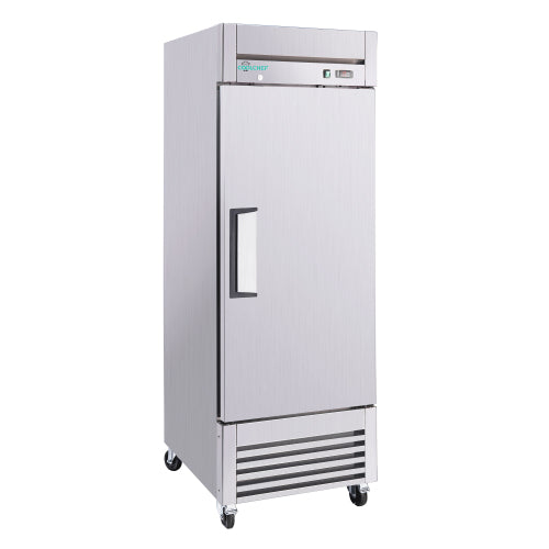 27"W Commercial Freezer Single Solid Door Stainless Steel Interior and Exterior Construction Reach-in Freezer 23 Cu.ft. Upright Fan Cooling Freezer for Restaurants and Commercial Environments