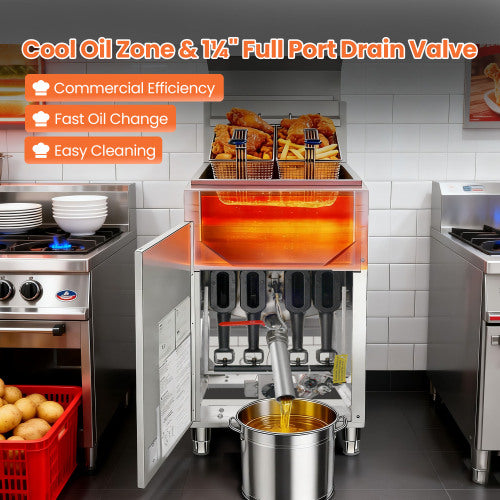 CC 120,000 BTU 4 Burner Commercial Gas Fryer 40-50 lb Natural Gas