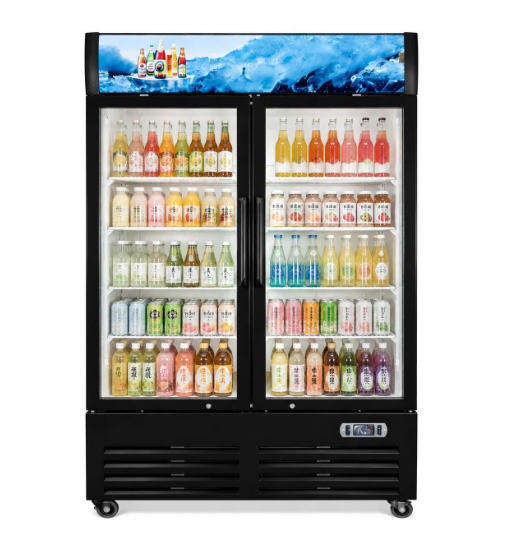 Merchandising Swing Glass Door Refrigerator with Canopy - Double Doors