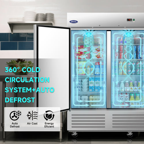 81" Commercial Refrigerator 72 Cu.ft with 3Solid Door Reach-In Refrigerators Stainless Steel ETL Approved Upright Fridge Storage