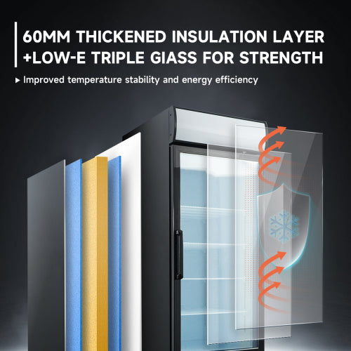 16 Cu.Ft Single Door Commercial Upright Display Freezer Merchandiser Glass Doors With ETL Certified, -8 to -1℉,Auto Defrost, Heated Door Frame, LED Lighting, for Cafes, Restaurants, Stores