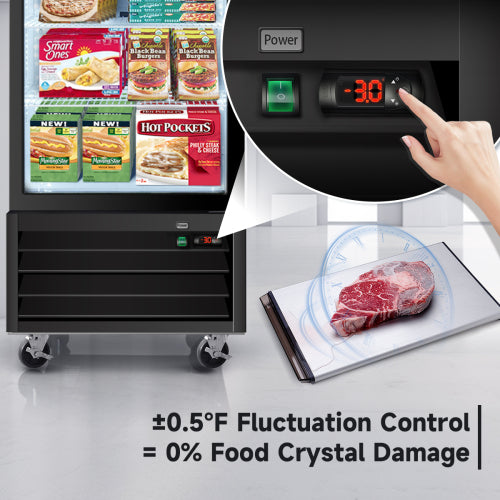 16 Cu.Ft Single Door Commercial Upright Display Freezer Merchandiser Glass Doors With ETL Certified, -8 to -1℉,Auto Defrost, Heated Door Frame, LED Lighting, for Cafes, Restaurants, Stores