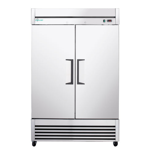 CC 54" Commercial Refrigerator 49 Cu.Ft, Stainless Steel 2 Door Reach-in Fridge, 32–37℉, Air Cooling, LED Light, 6 Shelves, R290, ETL