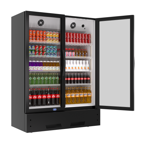 Commercial Display Refrigerator, Upright Swing Glass Door Merchandiser Fridge with LED Lightning, Reach-in Beverage Cooler for Shop Restaurant, ETL Approved, 17.1 Cu. Ft, Black