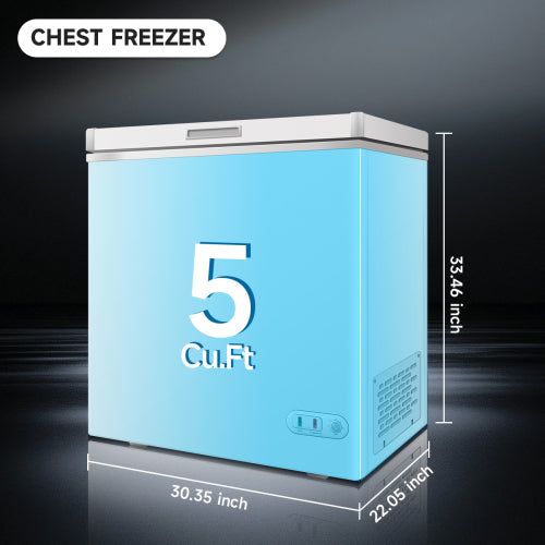 Chest Freezer 5.0 Cu.ft Solid Top Commercial Deep Chest Freezers with Lockable Stay-Open Lid Painted for Back-of-House Bulk Storage