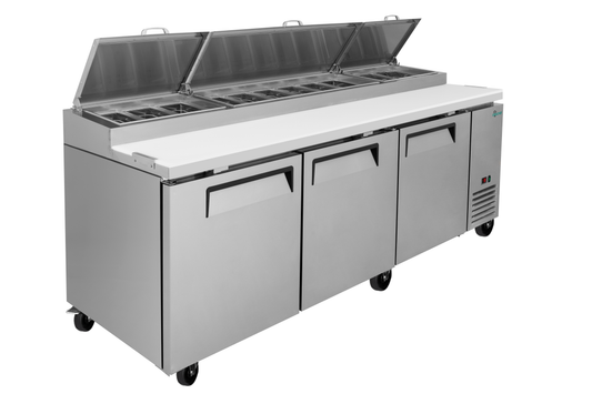 COOLCHEF 93" 3 Door Pizza Prep Refrigerator