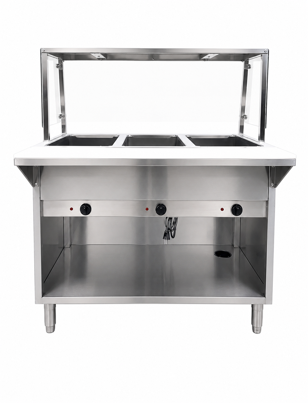 NSF 3 plate dry warmer steam table With Cover120v