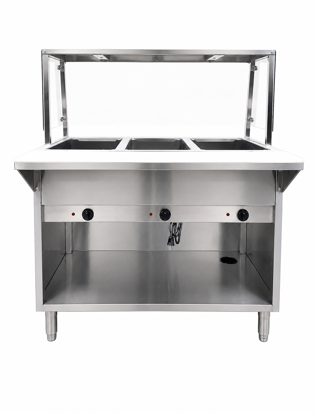 NSF 3 plate dry warmer steam table With Cover120v