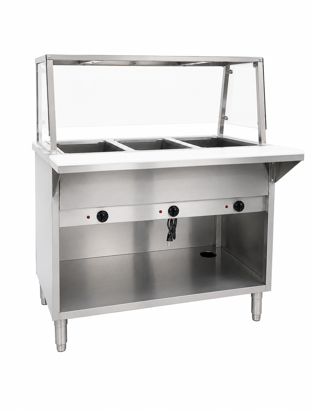 NSF 3 plate dry warmer steam table With Cover120v