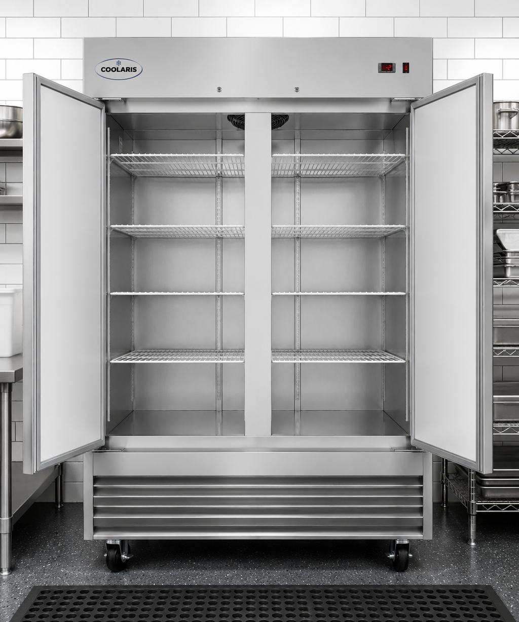 54" Commercial Refrigerator 49 Cu.ft with 2 Solid Door Reach-In Refrigerators Stainless Steel ETL Approved Upright Fridge Storage