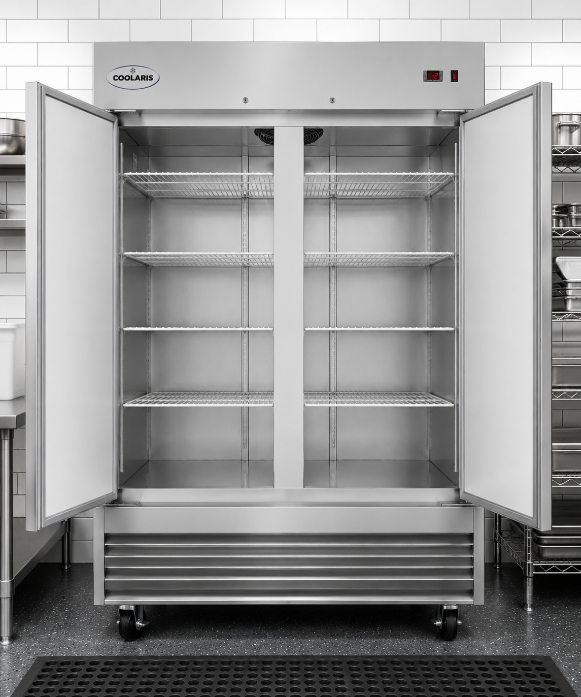 54" Commercial Refrigerator 49 Cu.ft with 2 Solid Door Reach-In Refrigerators Stainless Steel ETL Approved Upright Fridge Storage