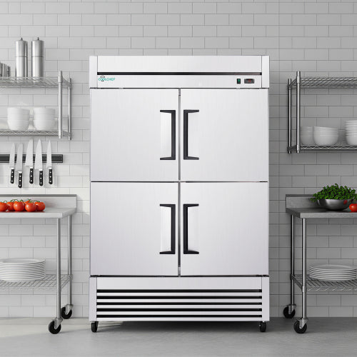 CC 54"Commercial Freezer, 49 Cu.Ft Four-Door Stainless Steel Reach-In Freezer, -8~0℉, Air Cooling, 6 Shelves, R290
