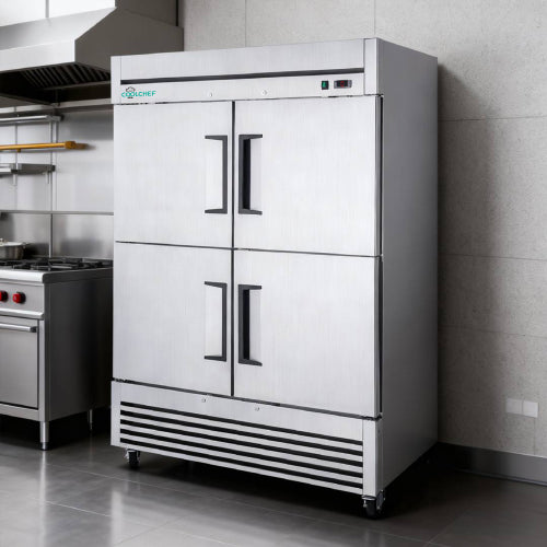 CC 54"Commercial Freezer, 49 Cu.Ft Four-Door Stainless Steel Reach-In Freezer, -8~0℉, Air Cooling, 6 Shelves, R290