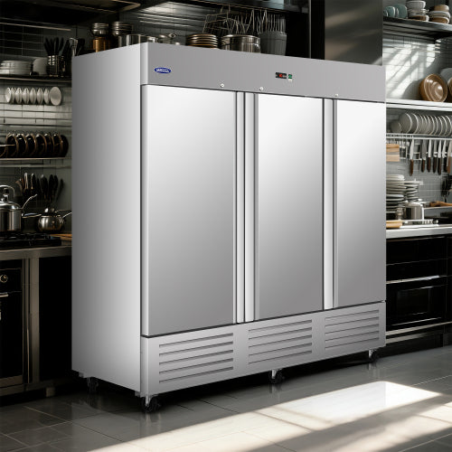 Commercial Freezer 72 Cu.ft with 3 Solid Door Reach-In Freezers Stainless Steel ETL Approved Upright Freeze Storage