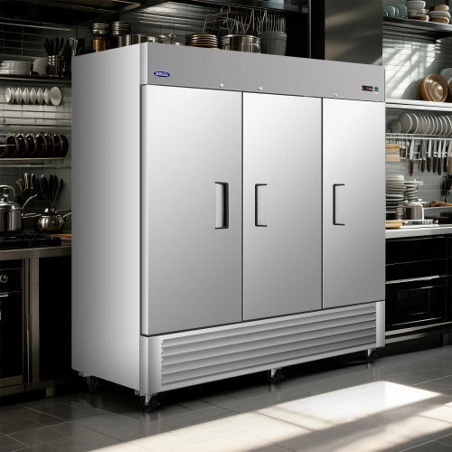 81" Commercial Refrigerator 72 Cu.ft with 3Solid Door Reach-In Refrigerators Stainless Steel ETL Approved Upright Fridge Storage