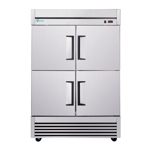 CC 54" Commercial Refrigerator 49 Cu.Ft, Stainless Steel 4-Door Reach-in Fridge, 32–37℉, Air Cooling, LED Light, 6 Shelves, R290, ETL