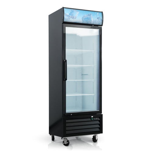 16 Cu.Ft Single Door Commercial Upright Display Freezer Merchandiser Glass Doors With ETL Certified, -8 to -1℉,Auto Defrost, Heated Door Frame, LED Lighting, for Cafes, Restaurants, Stores