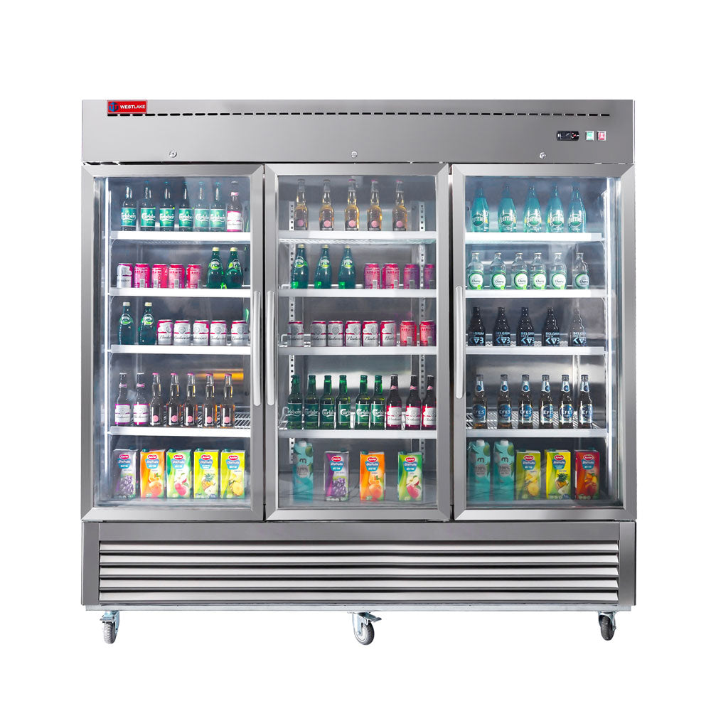 WESTLAKE Commercial Glass Door Merchandiser Refrigerator | LED Display Cooler